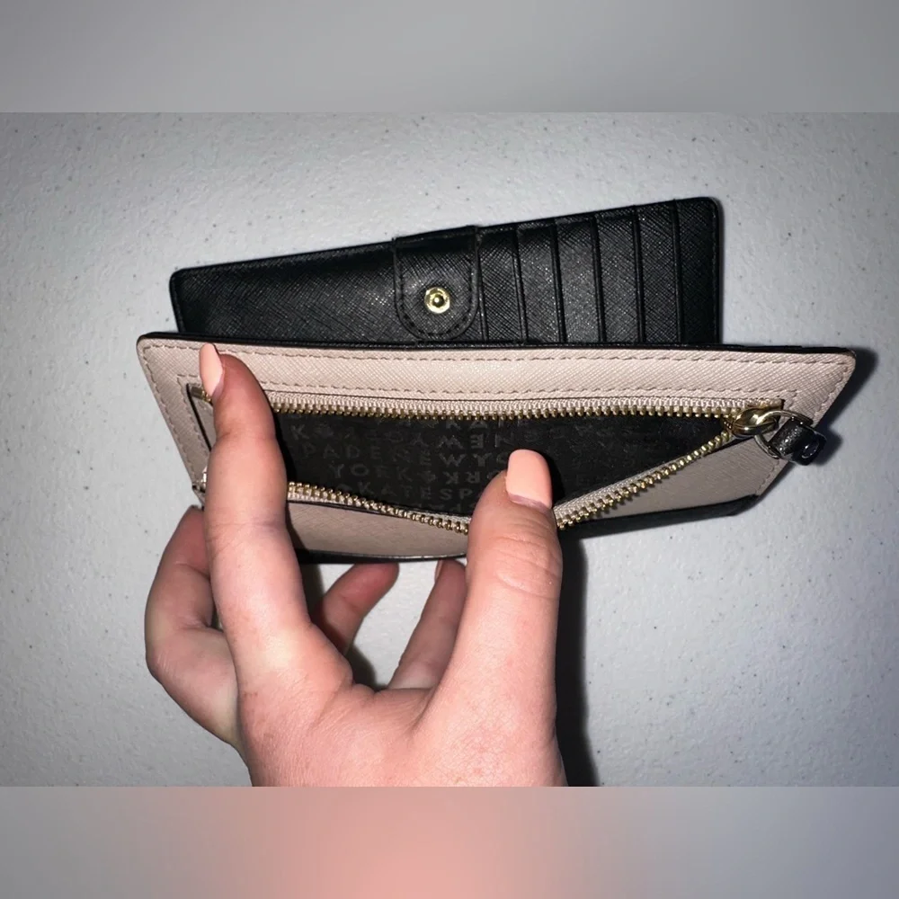 Kate Spade Laurel Way Stacy Black and Tan Leather Wallet